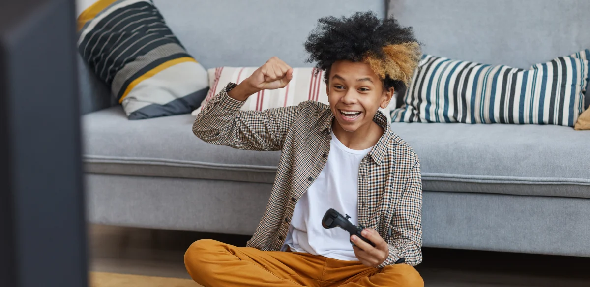 Student playing video games