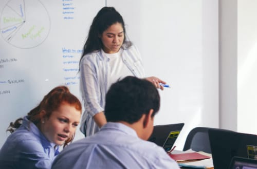 High school students working together